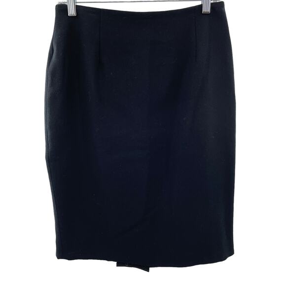 Vintage Anya Black Wool Lined Back Vent Red Beaded Bow Pencil Skirt Size 12 - Picture 1 of 12